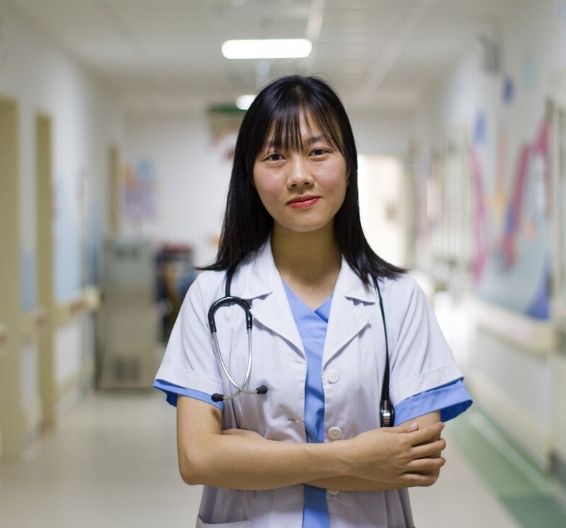 Doctor in hospital corridor